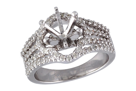14K White Gold Diamond Semi-Mount Ring