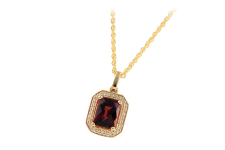 14K Yellow Gold Garnet Necklace