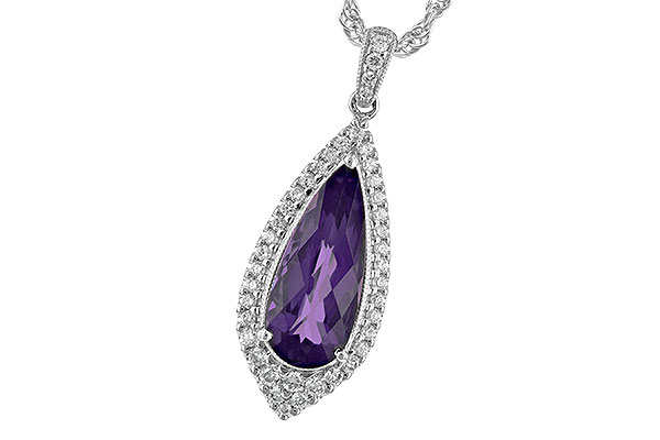 14K White Gold Amethyst Necklace