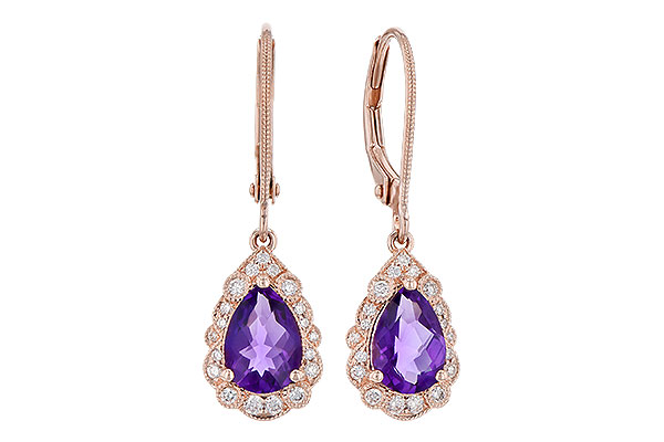 14K Rose Gold Amethyst Earrings