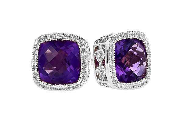 14K White Gold Amethyst Earrings