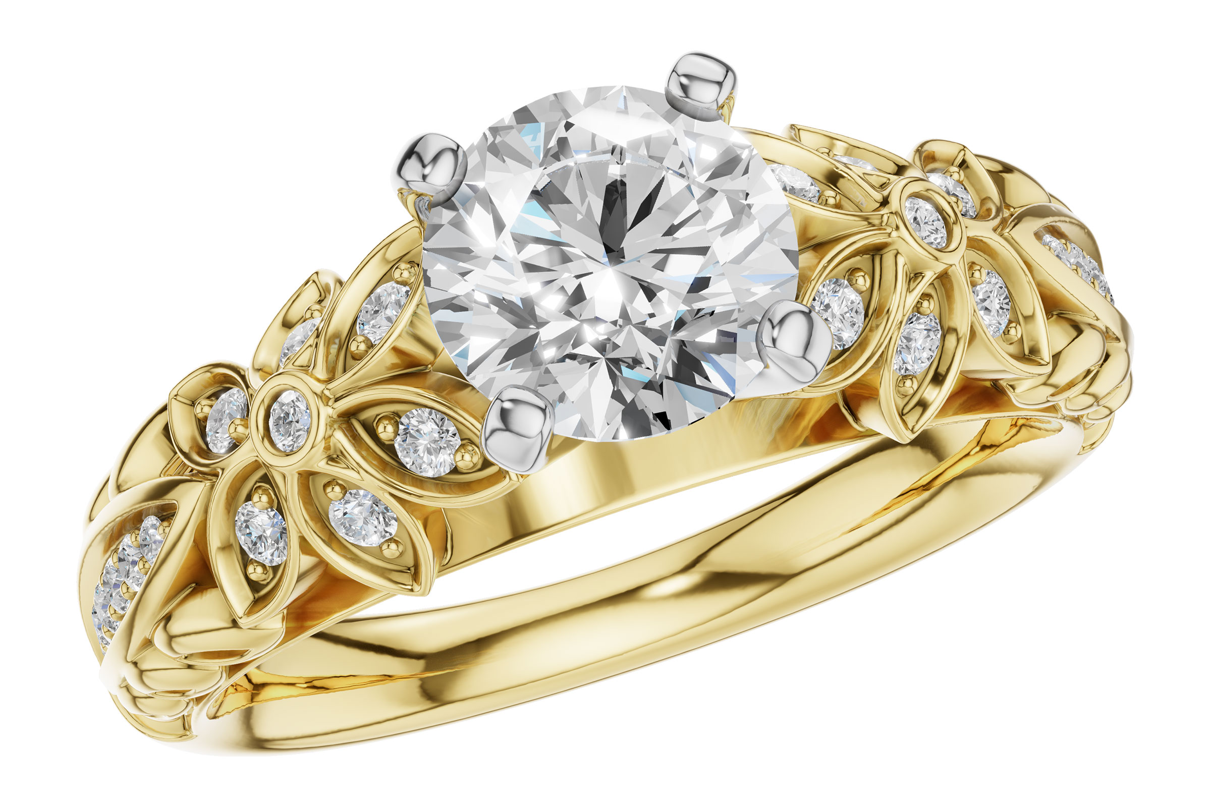 14K Yellow Gold Diamond Semi-Mount Ring