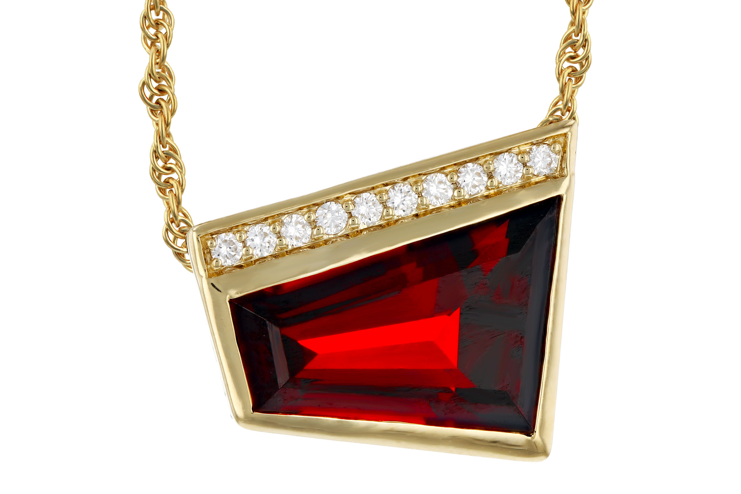 14K Yellow Gold Garnet Necklace