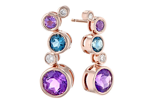 14K Rose Gold Amethyst Earrings