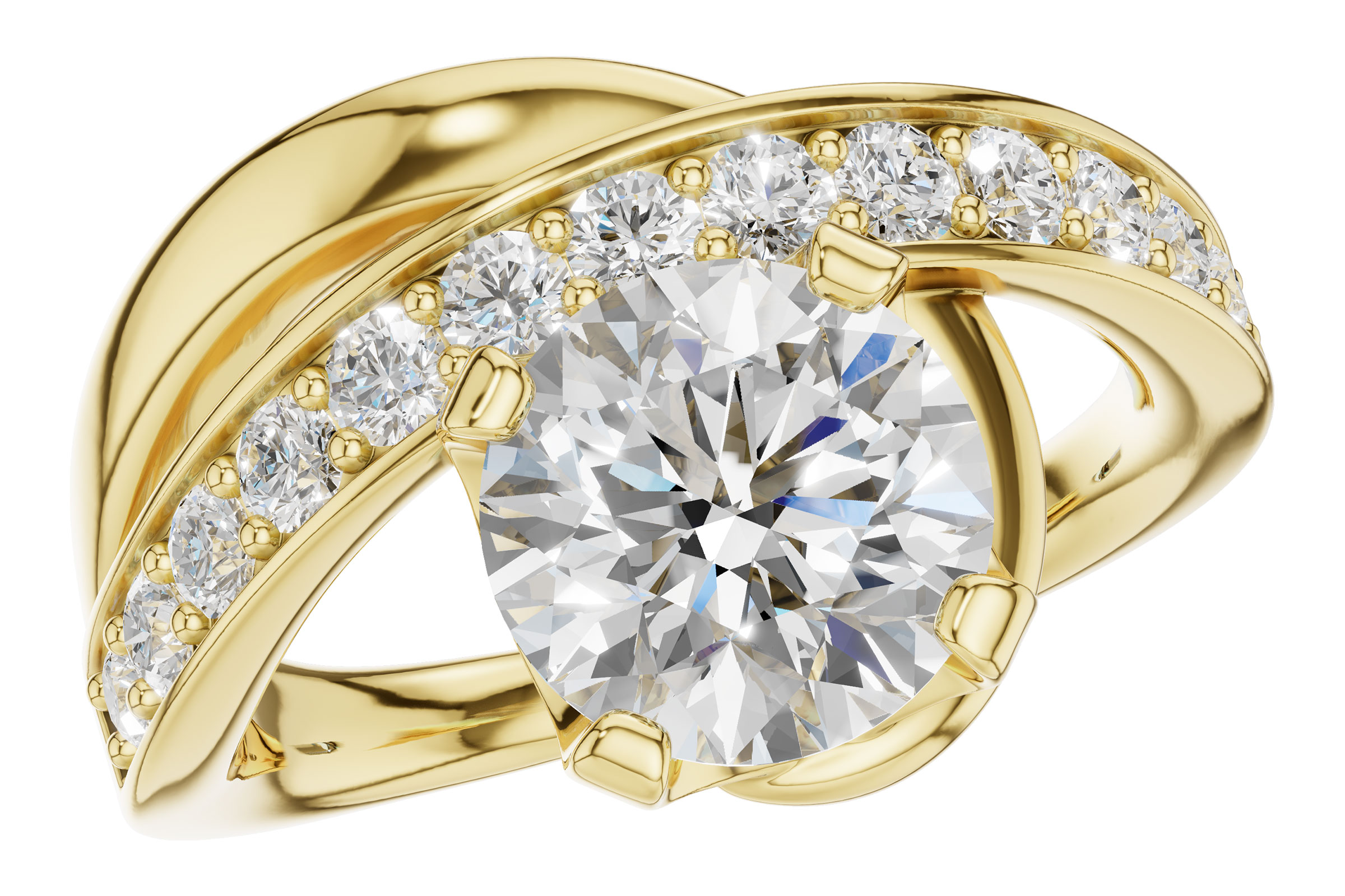 14K Yellow Gold Diamond Semi-Mount Ring