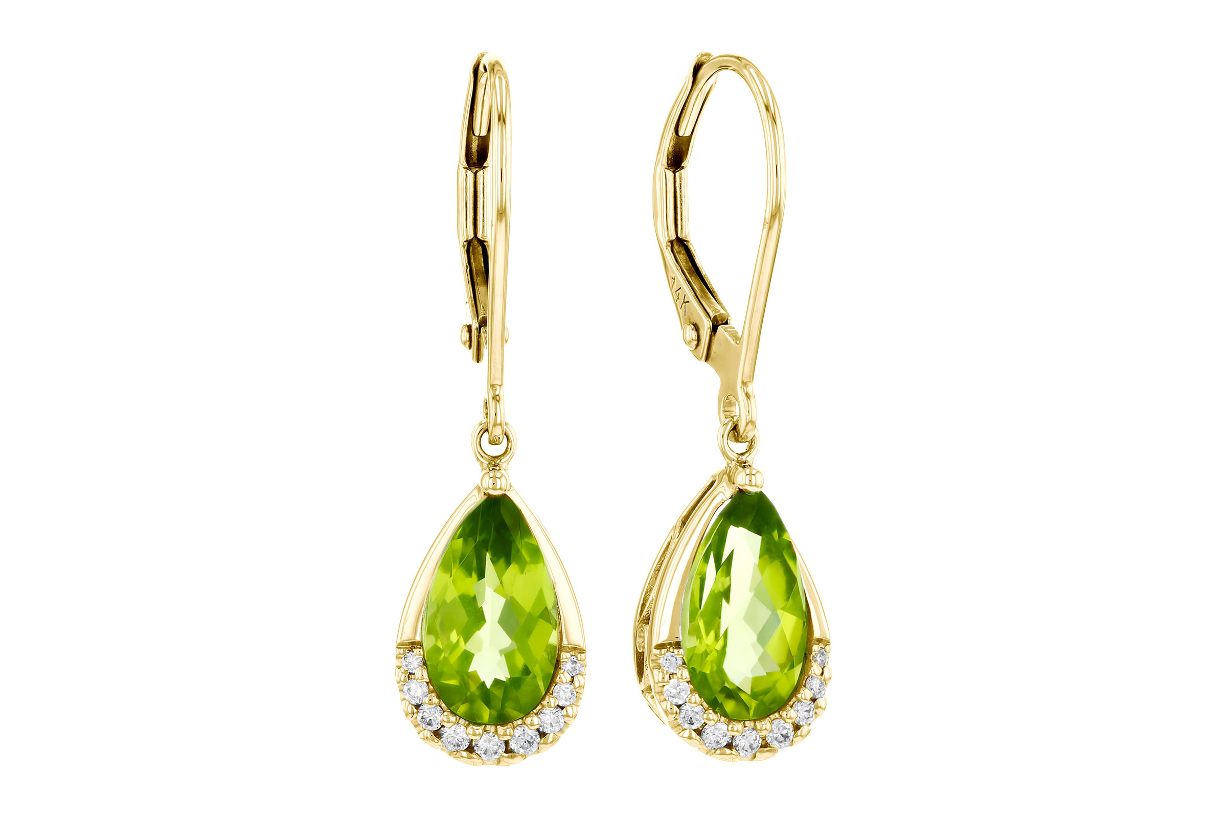 14K Yellow Gold Peridot Earrings