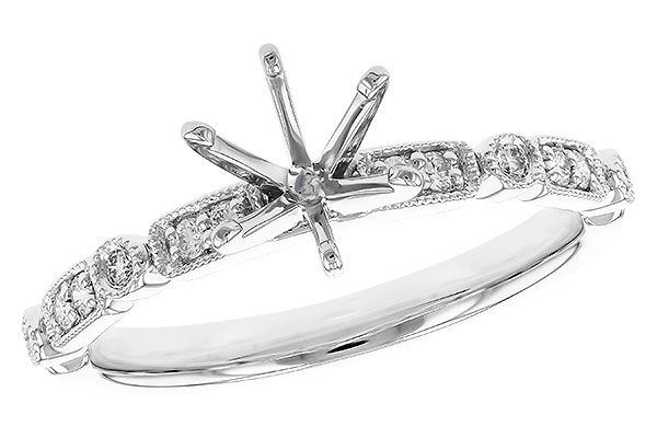 14K White Gold Diamond Semi-Mount Ring