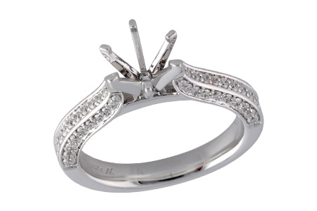 14K White Gold Diamond Semi-Mount Ring