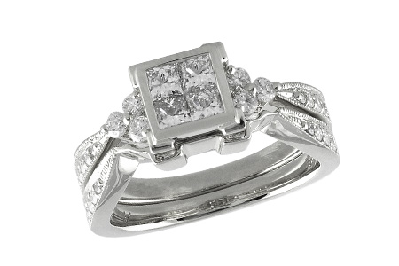 14K White Gold Diamond Wedding Set