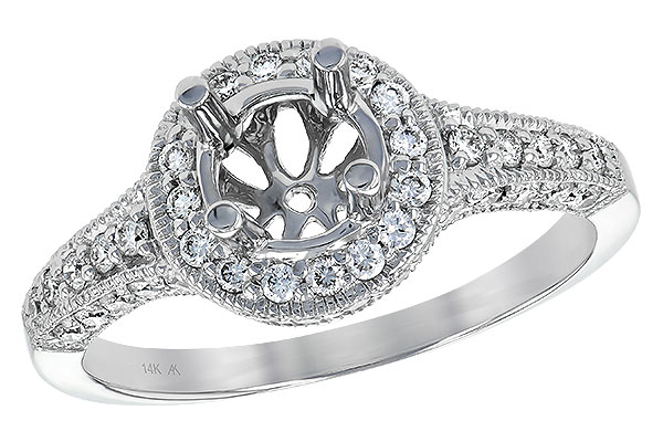 14K White Gold Diamond Semi-Mount Ring