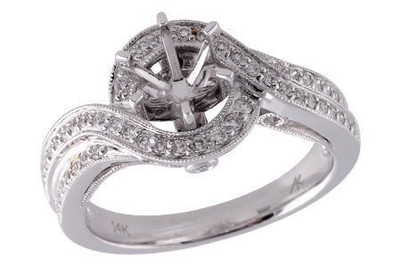 14K White Gold Diamond Semi-Mount Ring