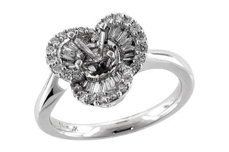 14K White Gold Diamond Semi-Mount Ring