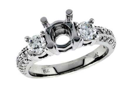 14K White Gold Diamond Semi-Mount Ring