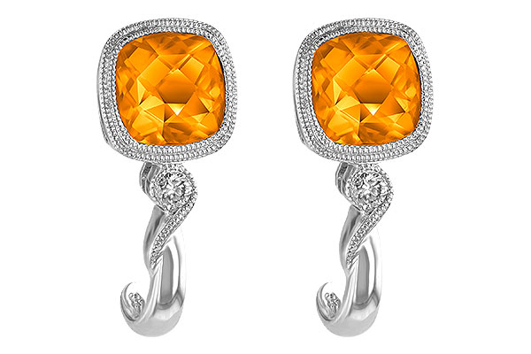 14K White Gold Citrine Earrings