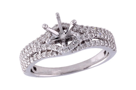 14K White Gold Diamond Semi-Mount Ring