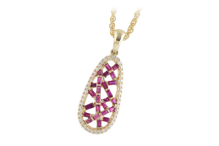 14K Yellow Gold Ruby Necklace
