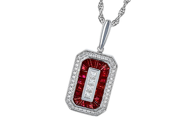 14K White Gold Ruby Necklace