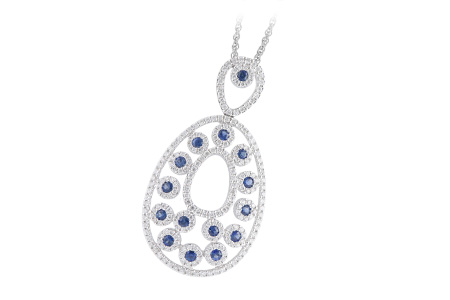 14K White Gold Sapphire Necklace