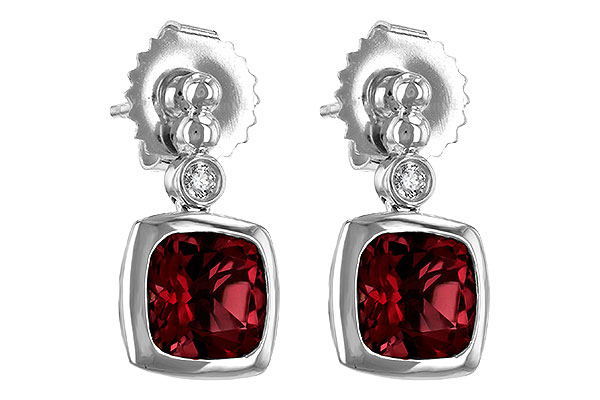 14K White Gold Garnet Earrings