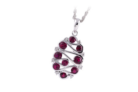 14K White Gold Ruby Necklace