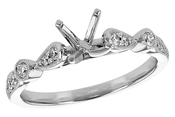 14K White Gold Diamond Semi-Mount Ring