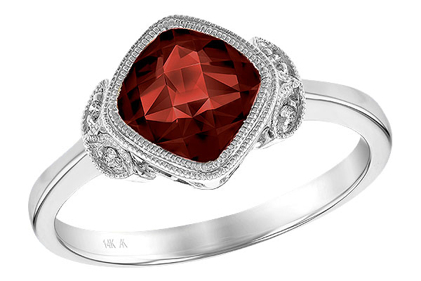 14K White Gold Garnet Ring