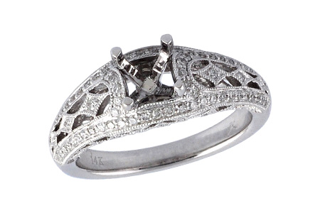14K White Gold Diamond Semi-Mount Ring
