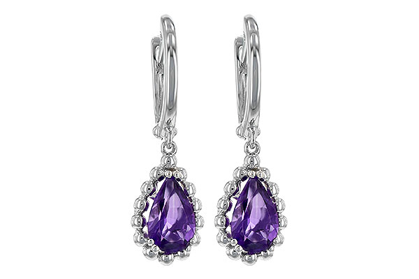 14K White Gold Amethyst Earrings