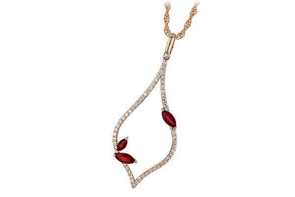 14K Rose Gold Ruby Necklace