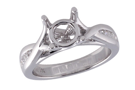 14K White Gold Diamond Semi-Mount Ring