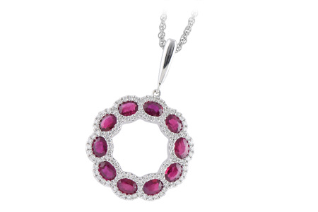 14K White Gold Ruby Necklace