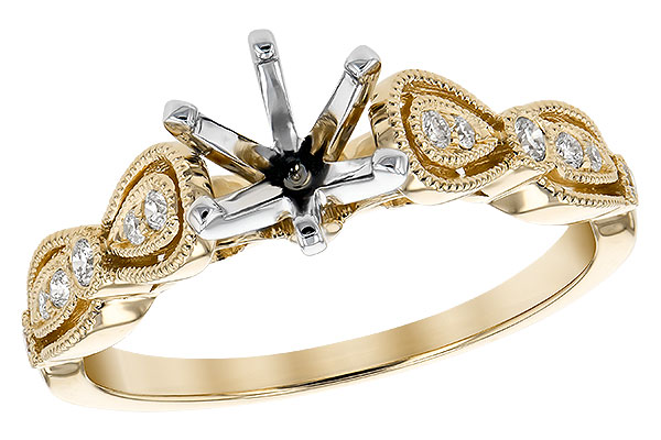 14K Yellow Gold Diamond Semi-Mount Ring