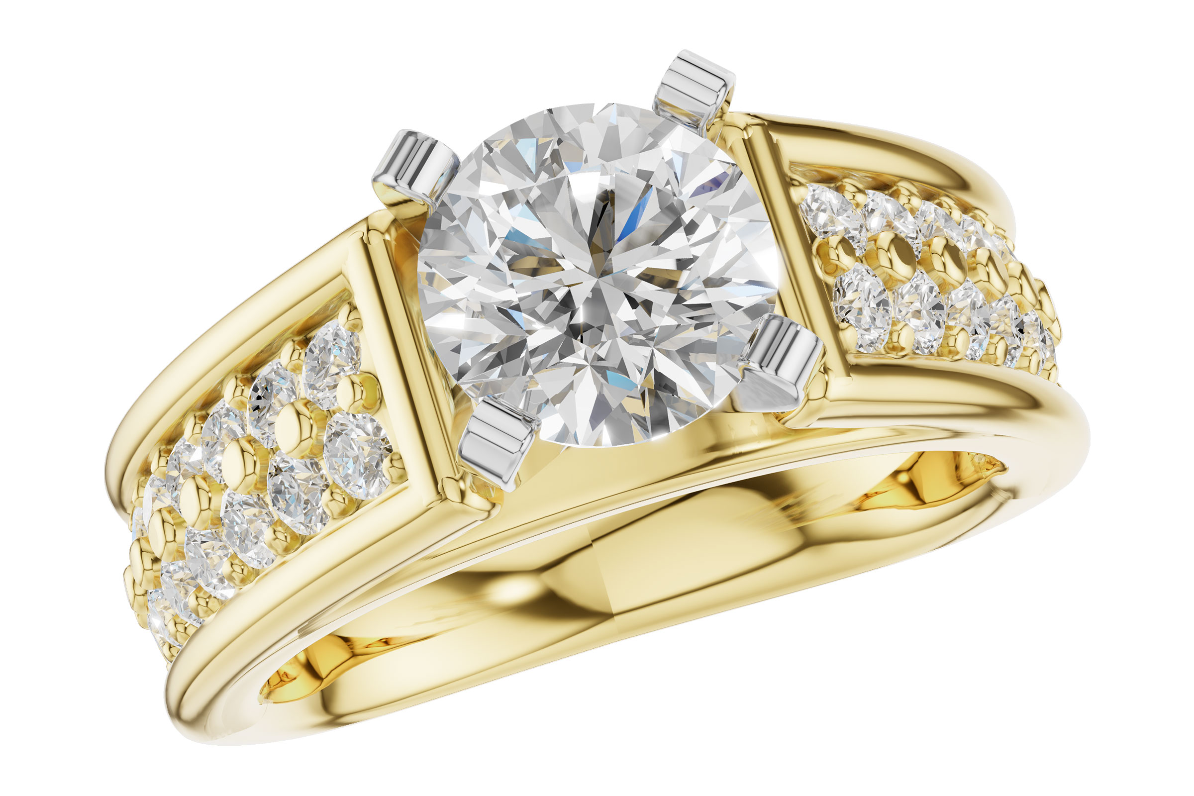 14K Yellow Gold Diamond Semi-Mount Ring