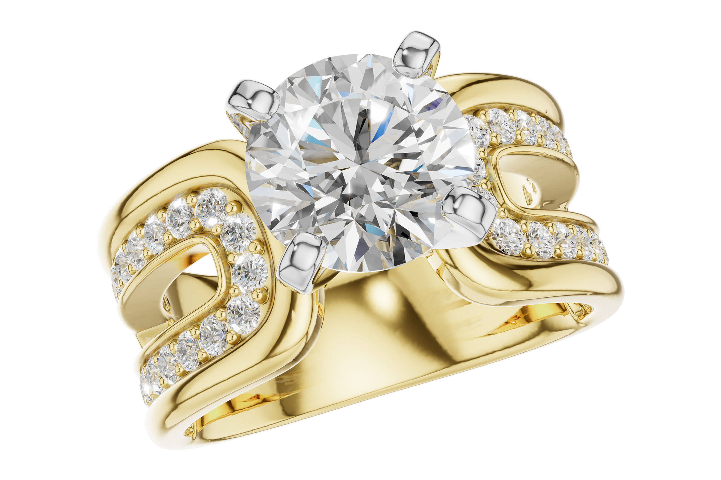 14K Yellow Gold Diamond Semi-Mount Ring