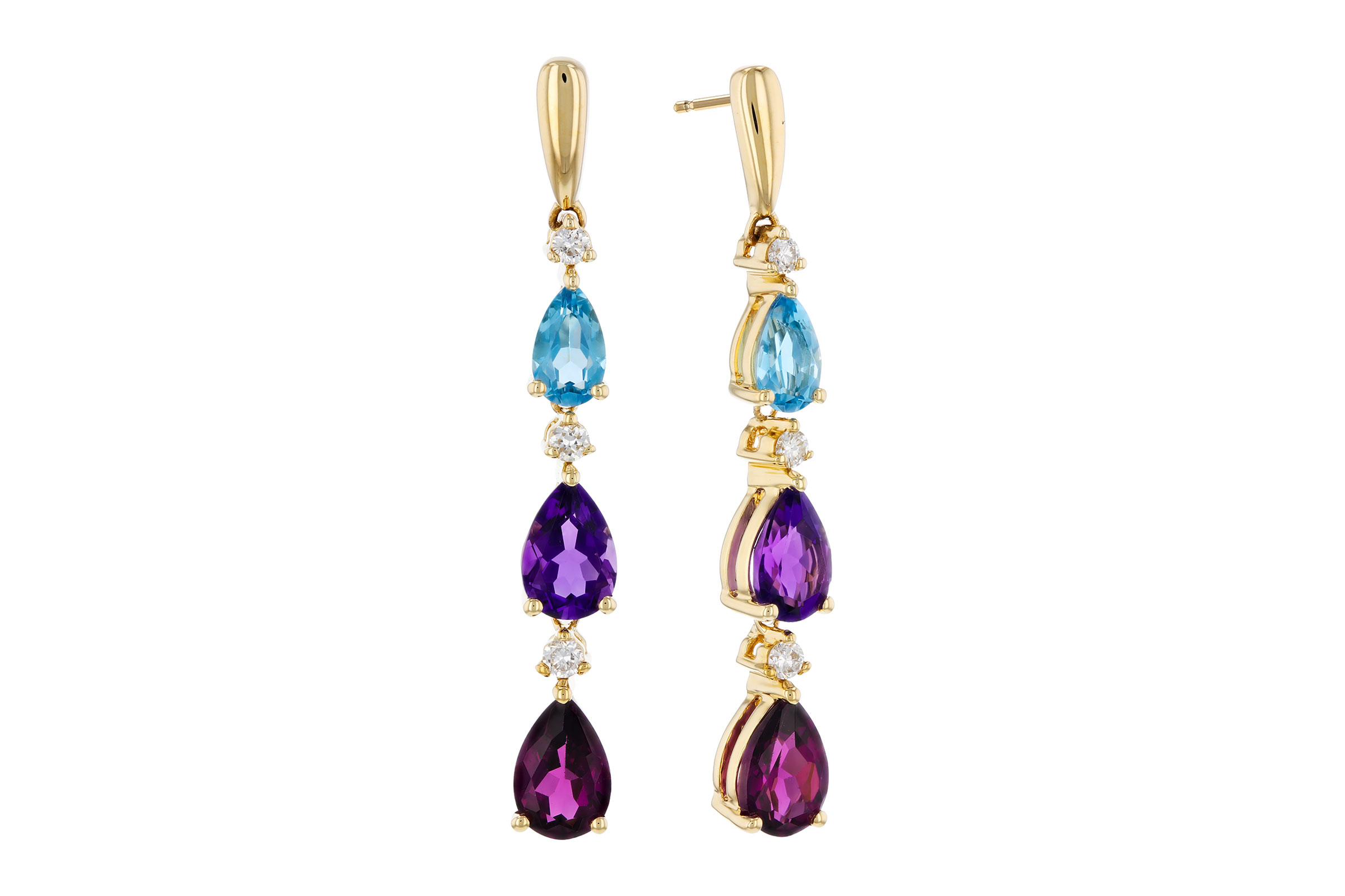 14K Yellow Gold Amethyst Earrings