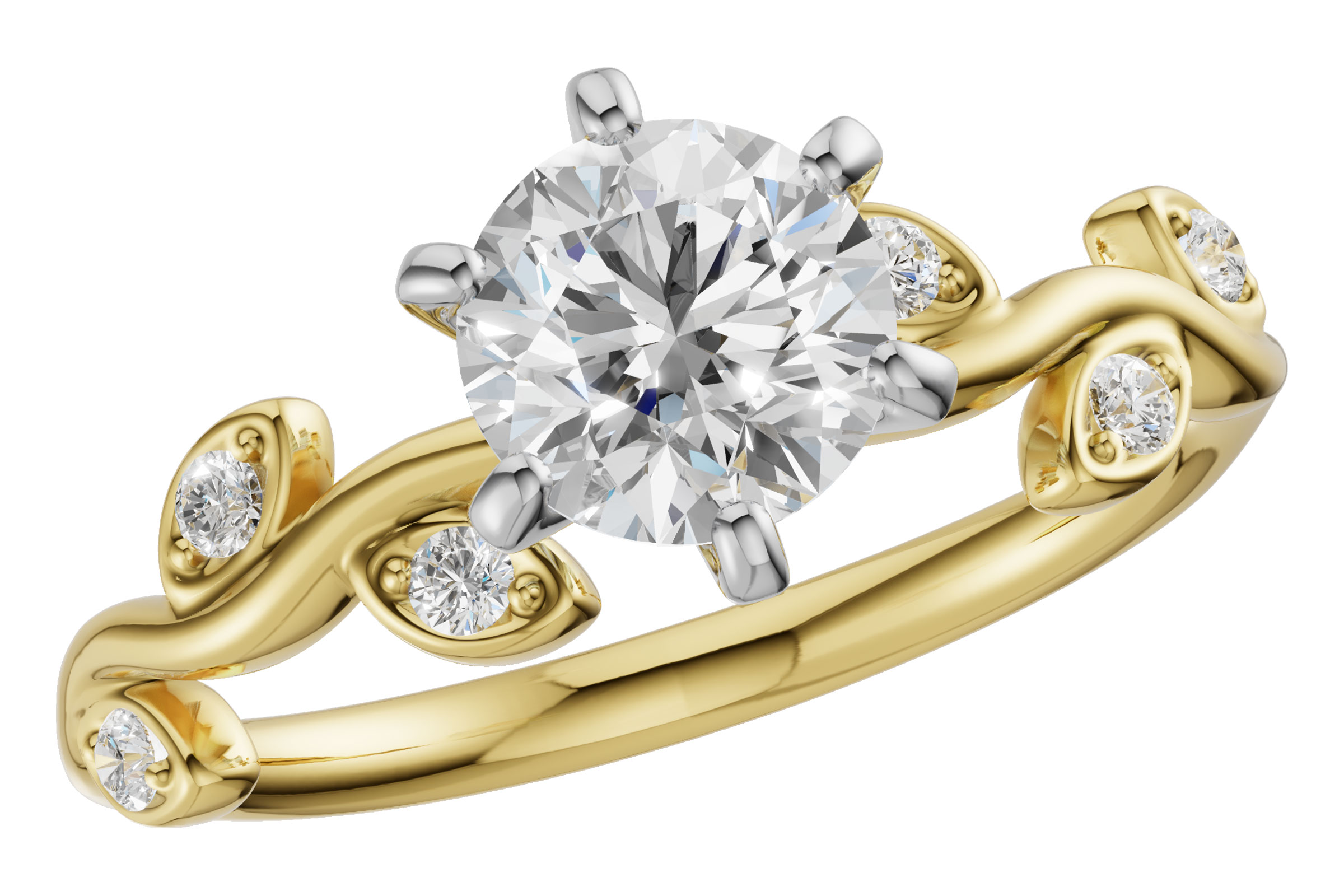 14K Yellow Gold Diamond Semi-Mount Ring
