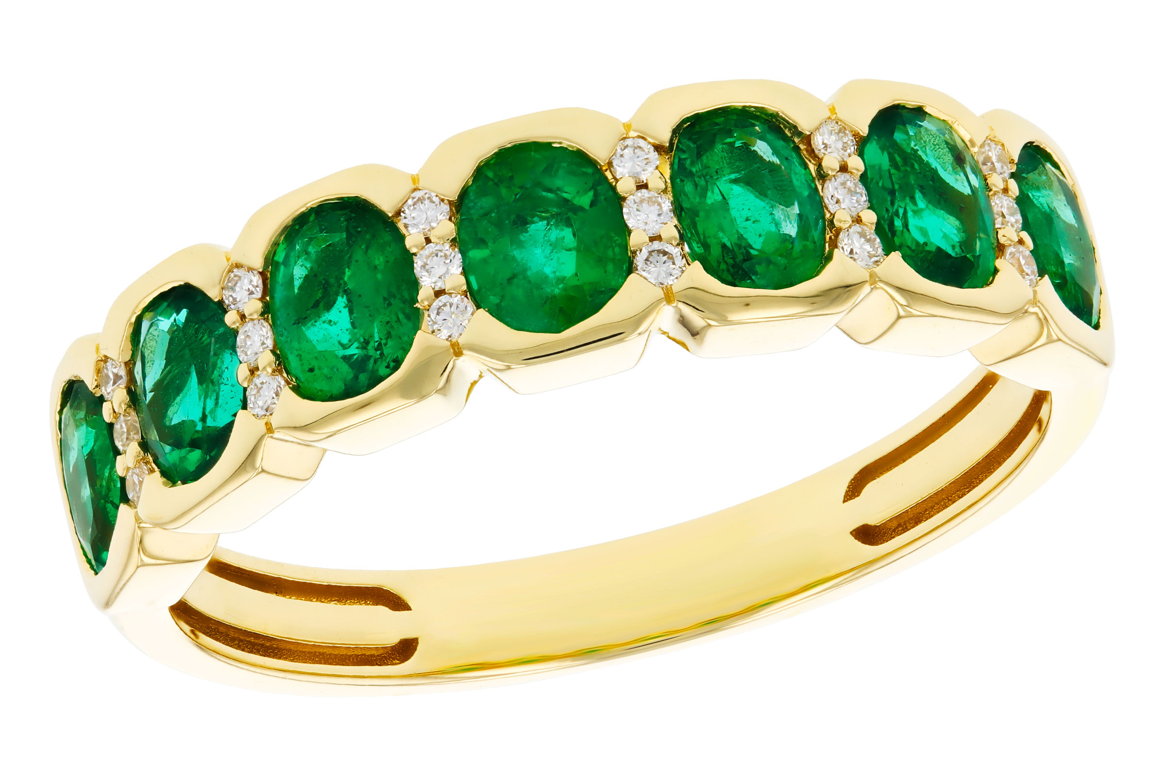14K Yellow Gold Emerald Anniversary Band