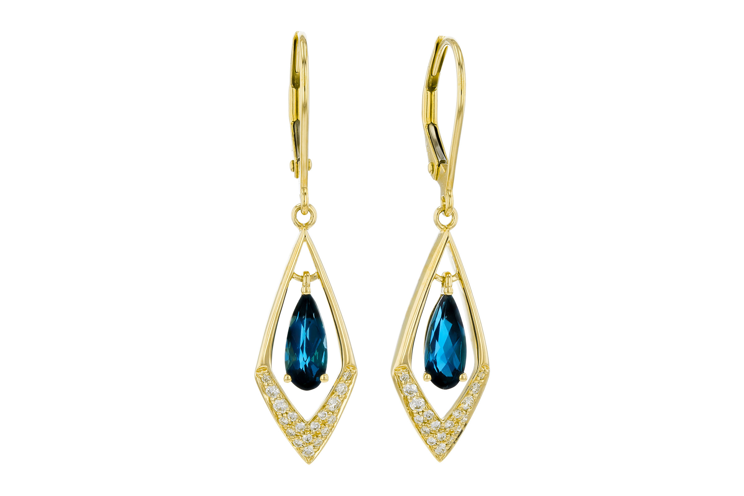 14K Yellow Gold Topaz Earrings