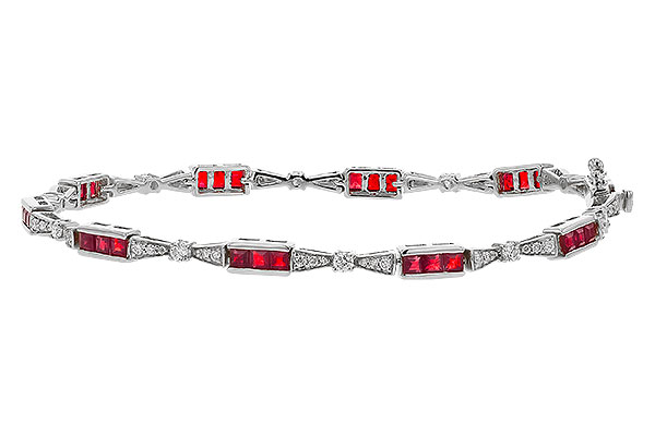 14K White Gold Ruby Bracelet