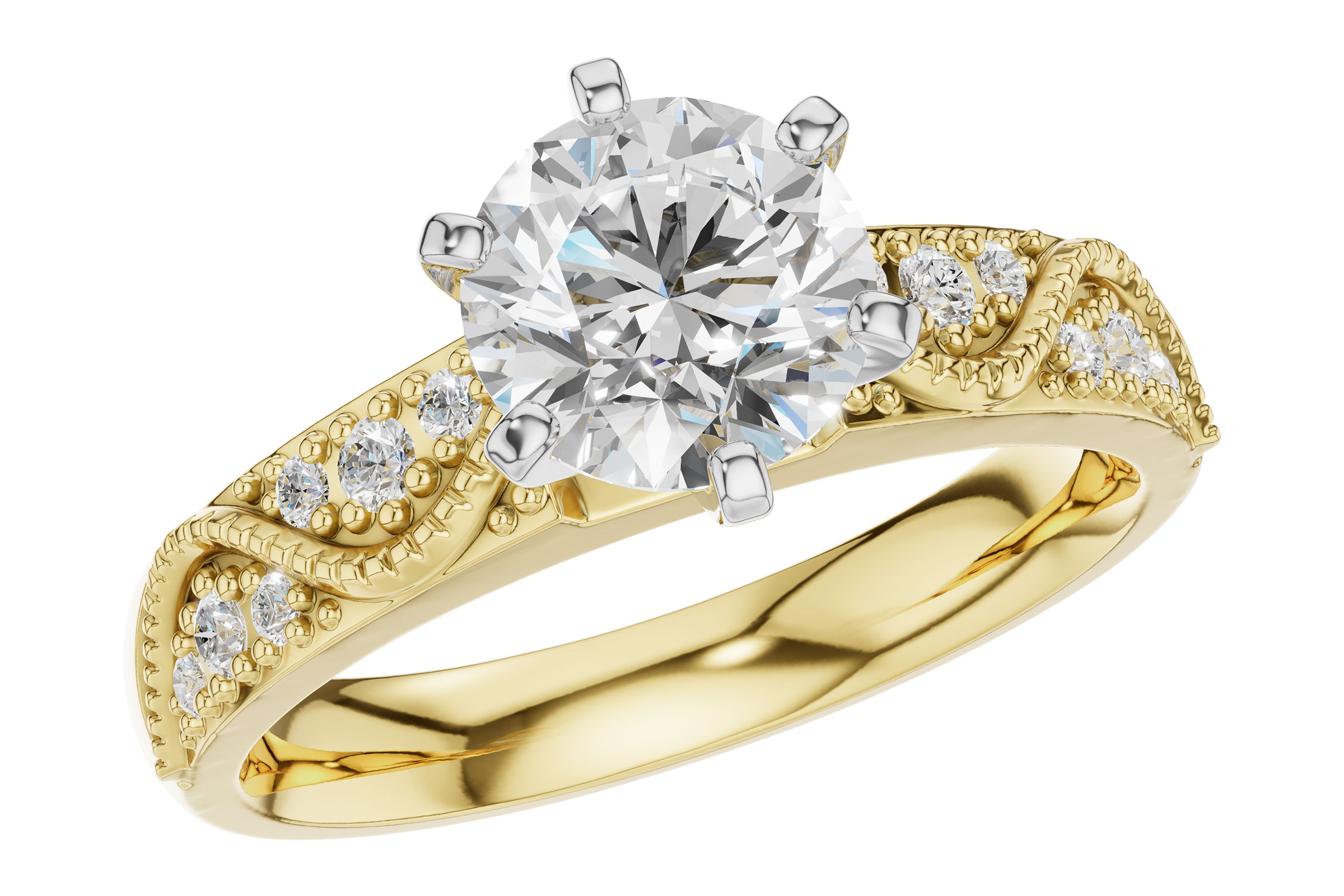 14K Yellow Gold Diamond Semi-Mount Ring