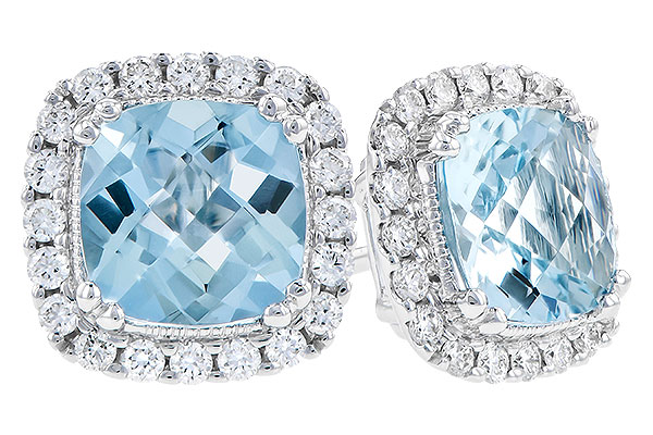 14K White Gold Aquamarine Earrings