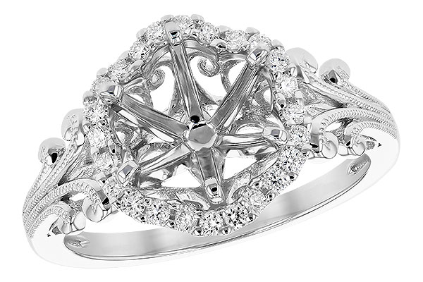 14K White Gold Diamond Semi-Mount Ring