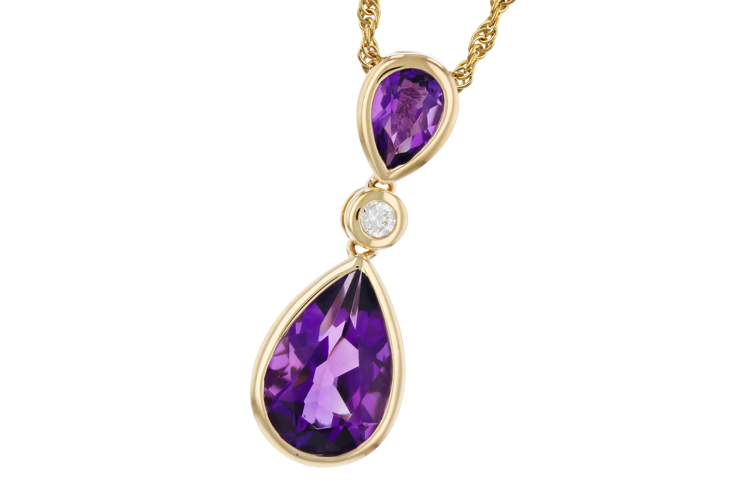 14K Yellow Gold Amethyst Necklace
