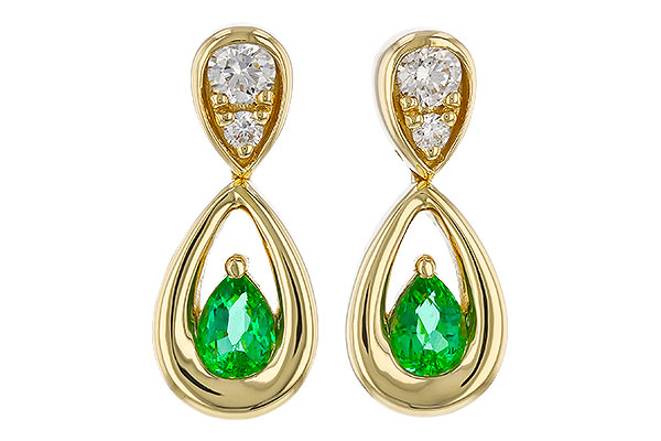 14K Yellow Gold Emerald Earrings
