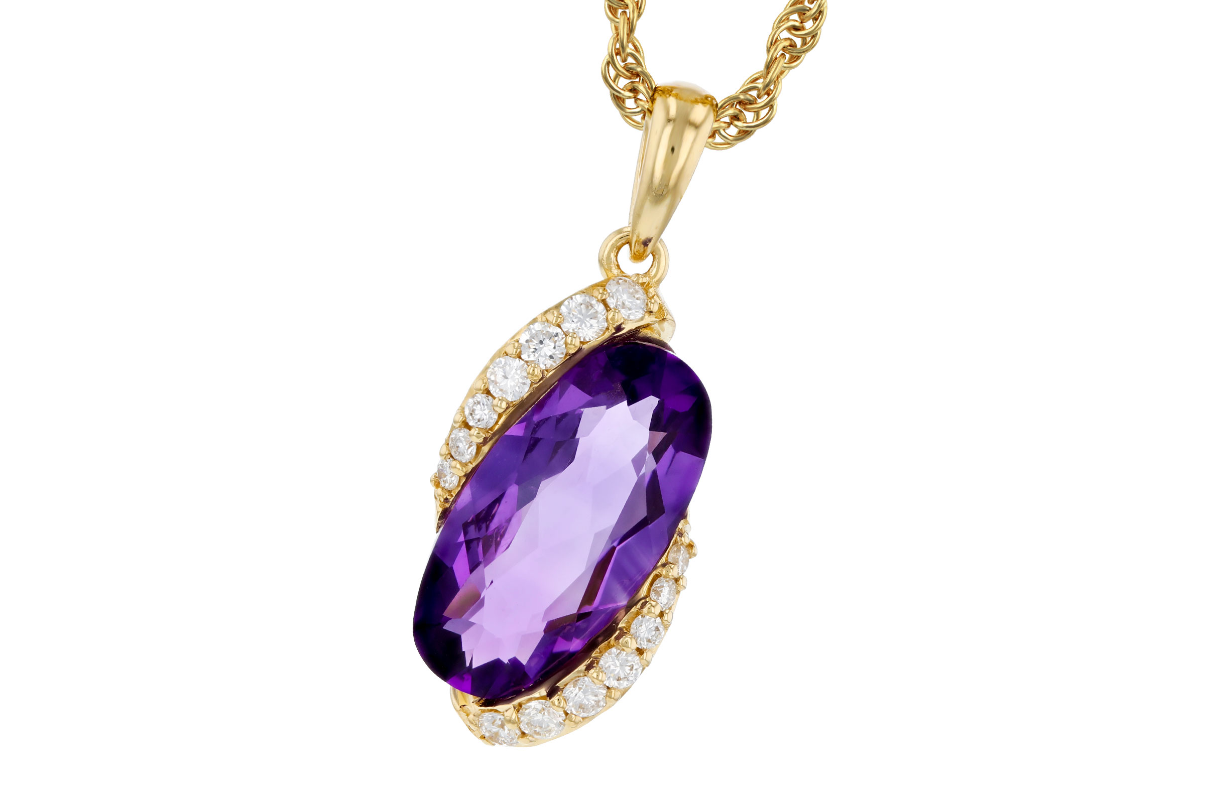 14K Yellow Gold Amethyst Necklace