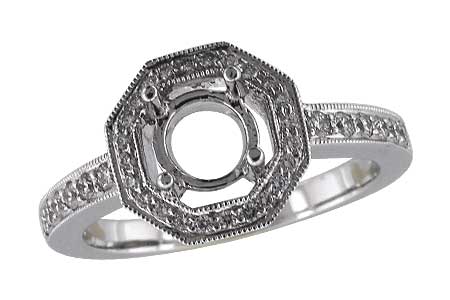 14K White Gold Diamond Semi-Mount Ring