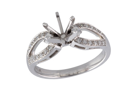 14K White Gold Diamond Semi-Mount Ring