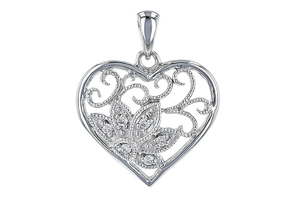 14K White Gold Diamond Pendant
