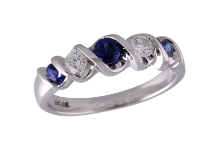 14K White Gold Sapphire Anniversary Band