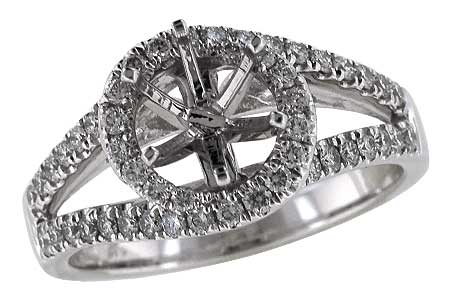 14K White Gold Diamond Semi-Mount Ring